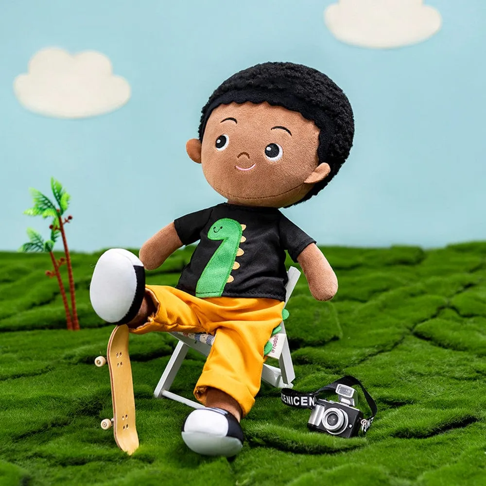 Personalized Deep Skin Tone Plush Boy Doll