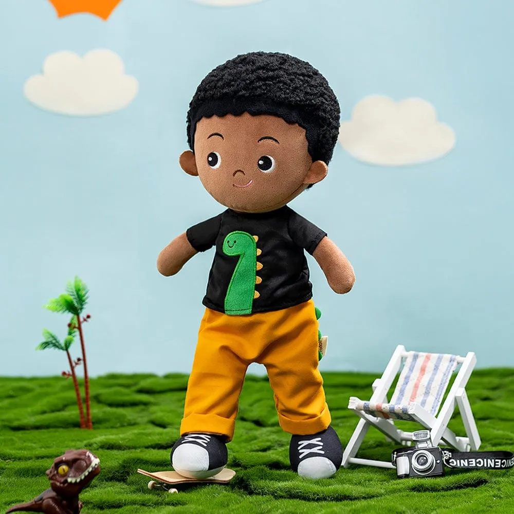 Personalized Deep Skin Tone Plush Boy Doll