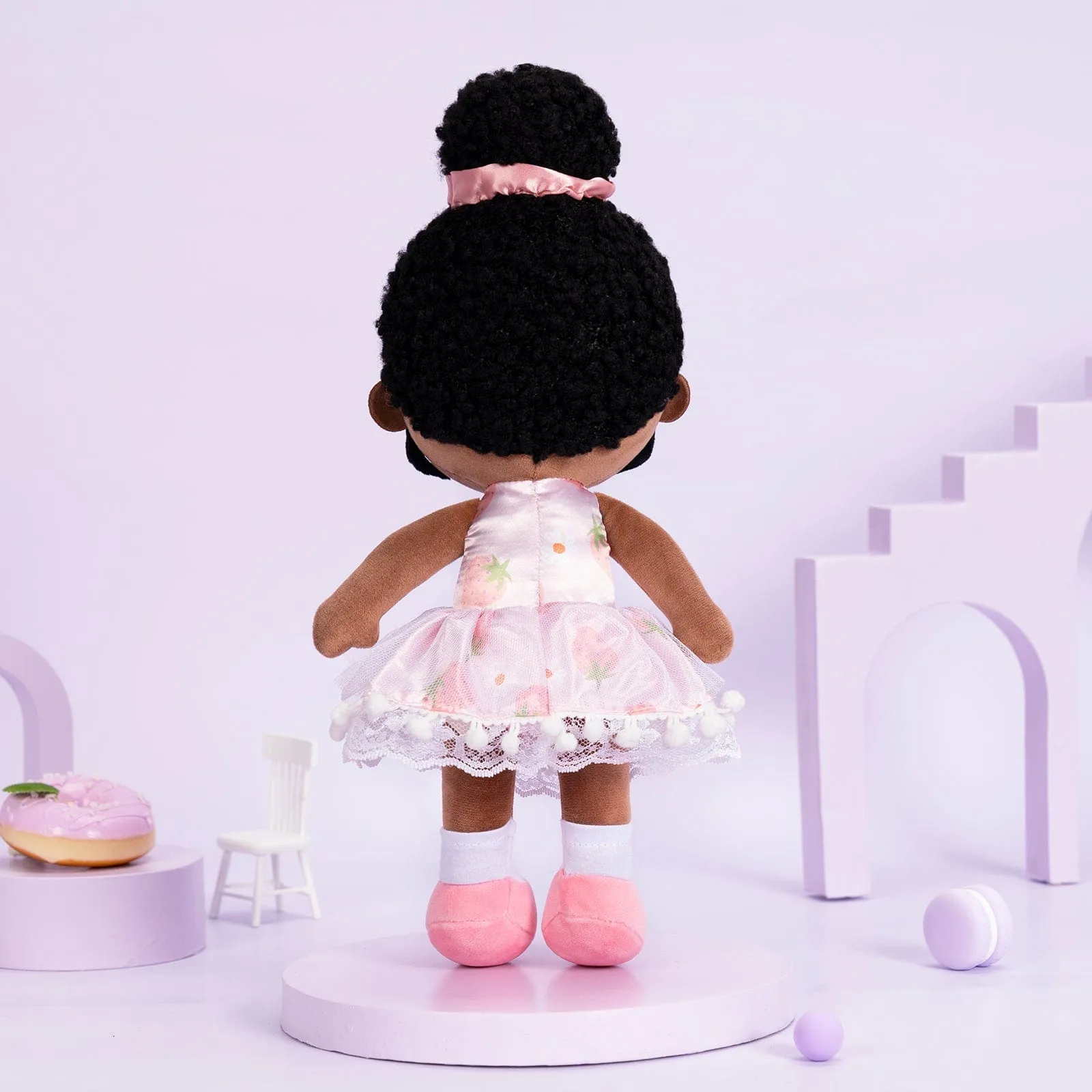 Personalized Deep Skin Tone Plush Strawberry Doll