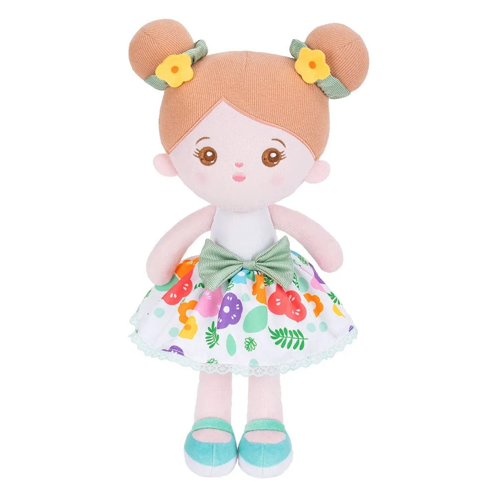 Personalized Green Floral Girl Plush Doll