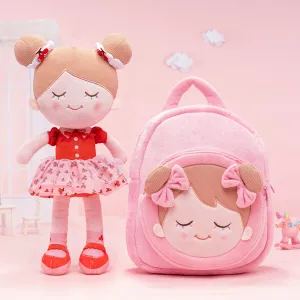 Personalized Iris Red Cherry Girl Doll   Backpack