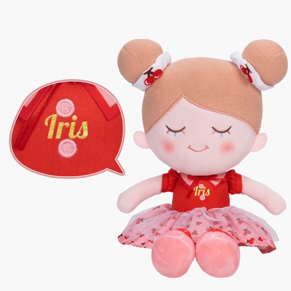 Personalized Iris Red Cherry Girl Doll   Backpack