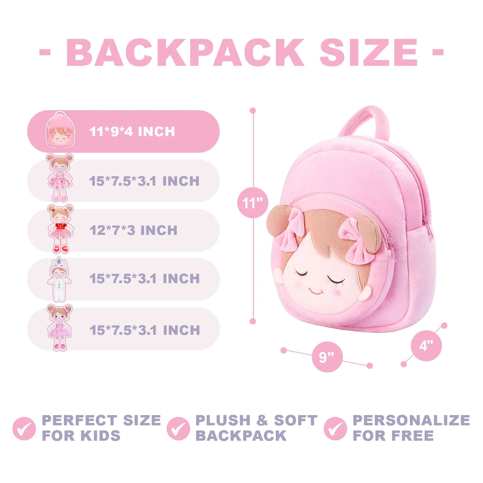 Personalized Iris Red Cherry Girl Doll   Backpack