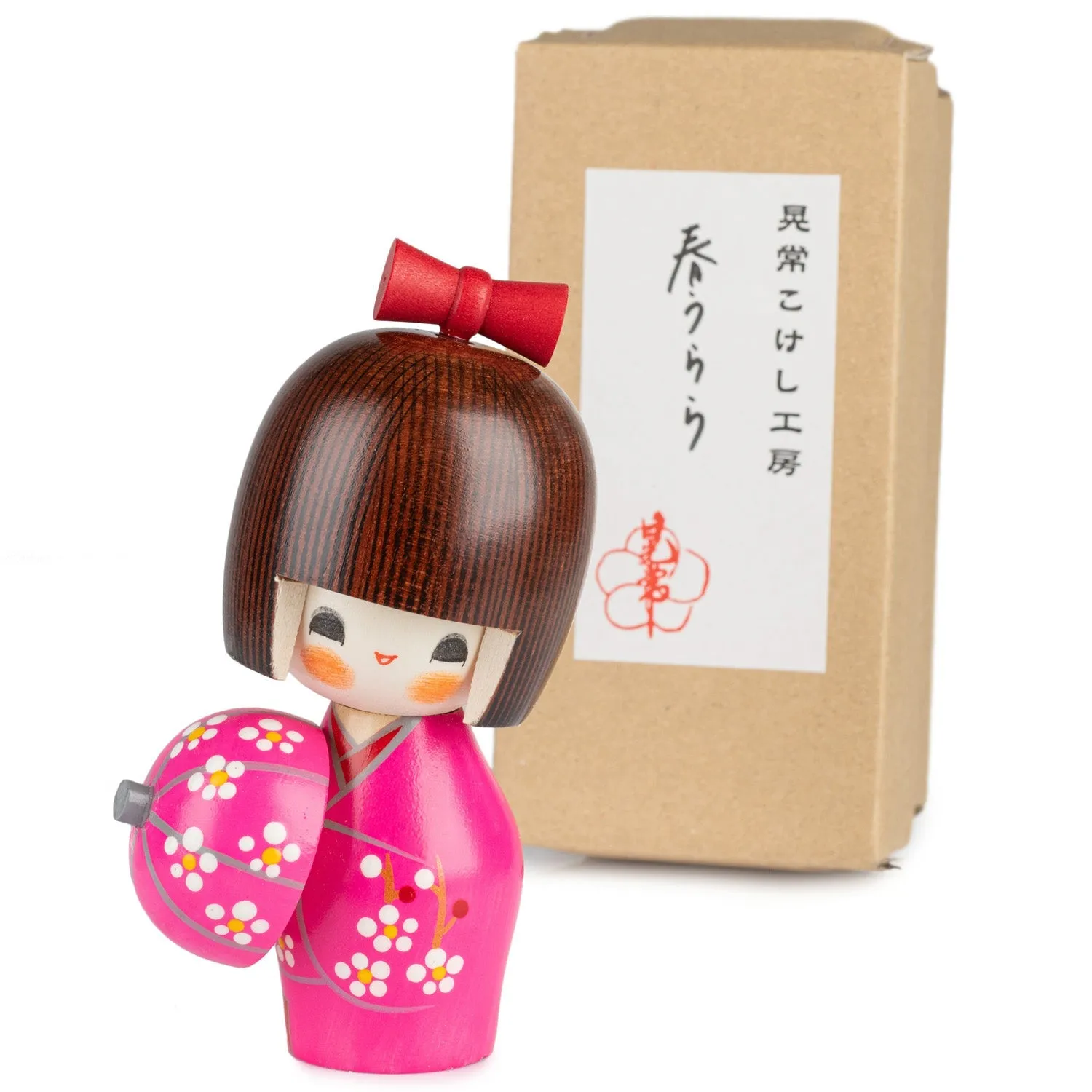 Pretty Lady in Pink Japanese Kokeshi Doll