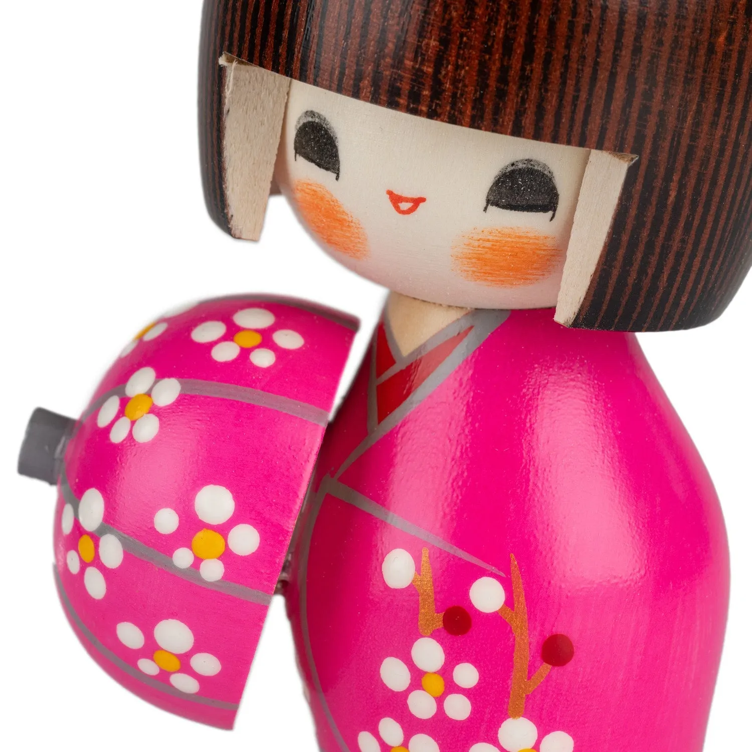 Pretty Lady in Pink Japanese Kokeshi Doll