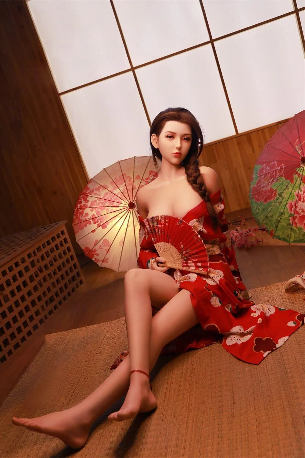 Realistic 165cm Brunette Sex Doll, Skinny Japanese Kimono Princess Ruri