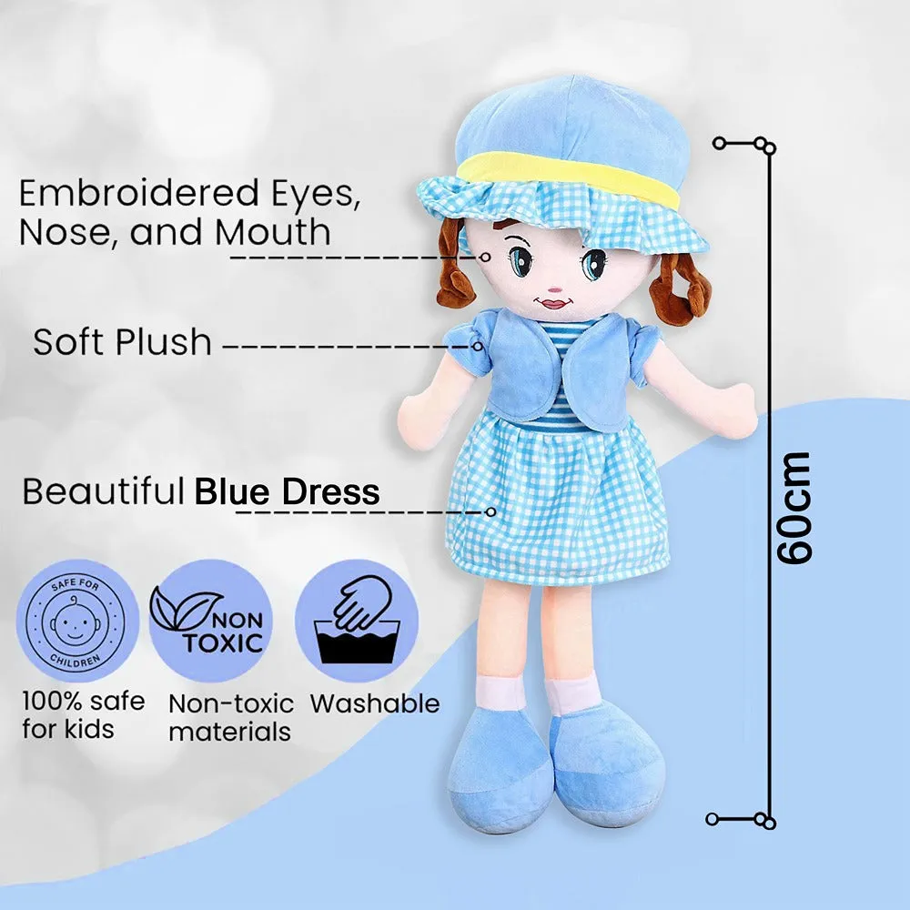 Sky Blue Super Soft Stuffed Huggable Girl Winky Doll | Washable - Height 60 cm