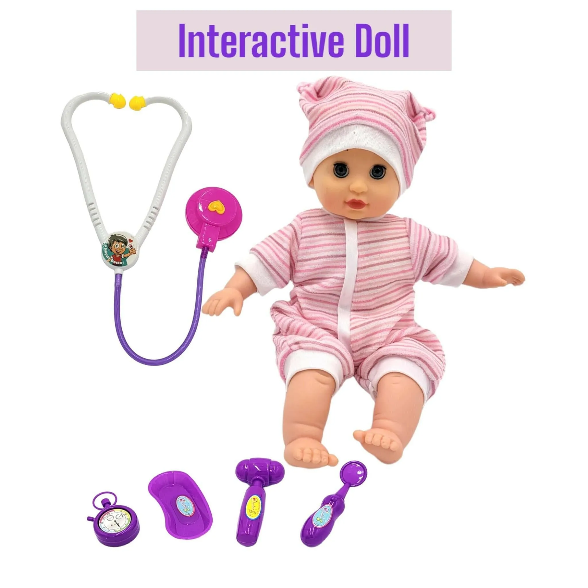 Soft  Baby Doll Can Speak 12 Baby Sounds With Doctor Set 14 Inch