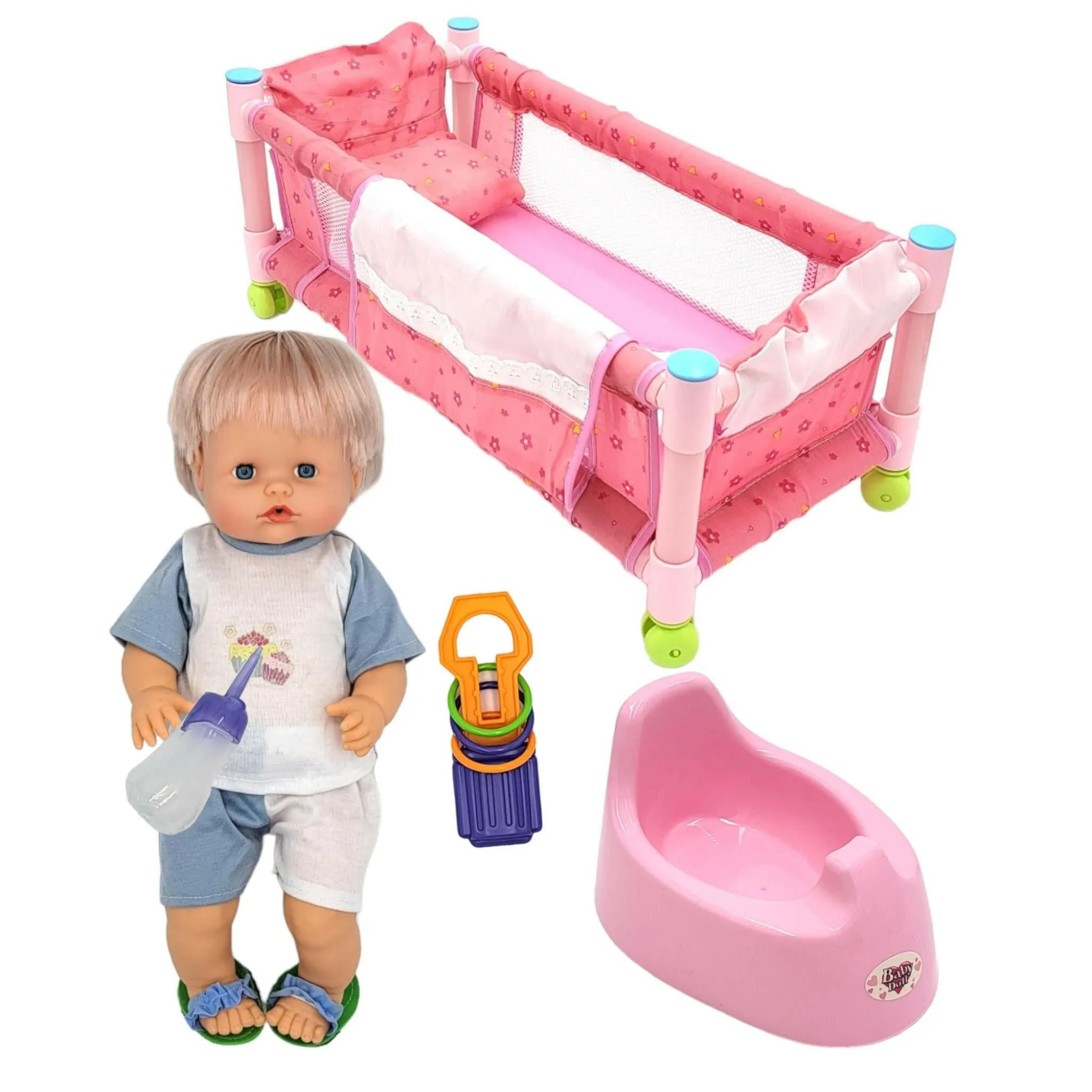 Talking Baby Doll Bed Child Set with Crib & Accessories 16 Inch Pack