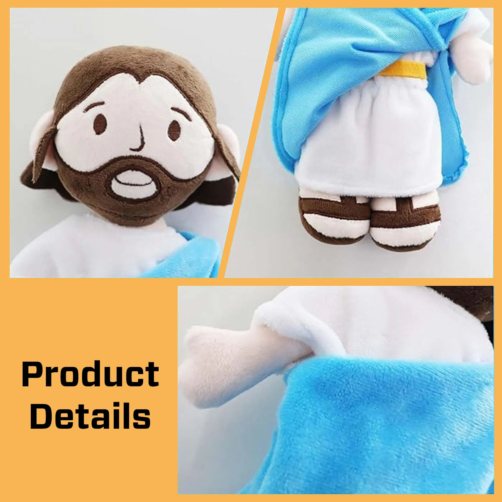 Teesdily | Blue Jesus Plush Doll, Jesus Baptism Plushie Soft Toy, Jesus Lovers Gift, Sleeping Gifts, Religious Christian Gift, Christmas Gift