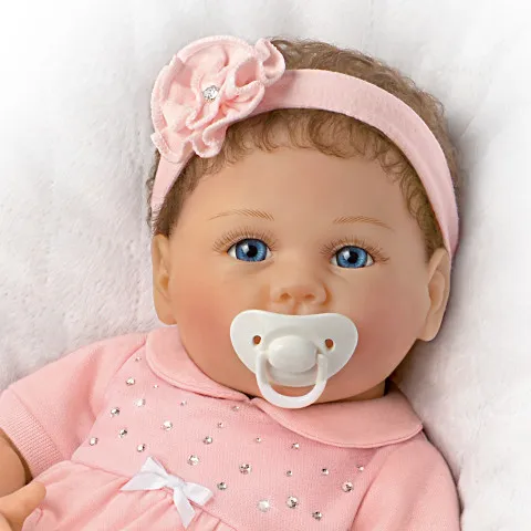 The Ashton - Drake Galleries Chloe Coos So Truly Real® Vinyl Interactive Doll Breathes and Coos Weighted Poseable Baby Girl Doll by Linda Murray 18"-inches