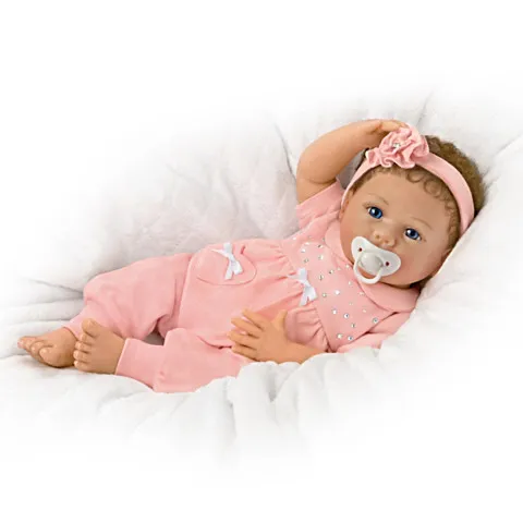 The Ashton - Drake Galleries Chloe Coos So Truly Real® Vinyl Interactive Doll Breathes and Coos Weighted Poseable Baby Girl Doll by Linda Murray 18"-inches