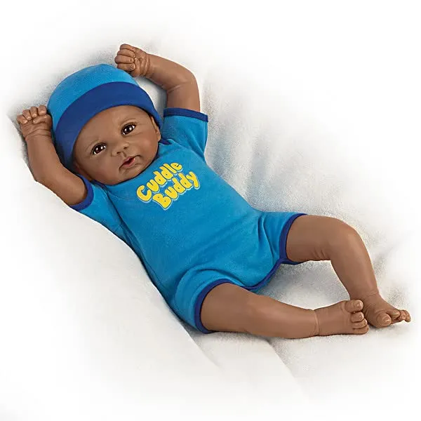 The Ashton-Drake Galleries Cuddle Buddy So Truly Real® African American Black Boy Baby Doll by Violet Parker 16-inches