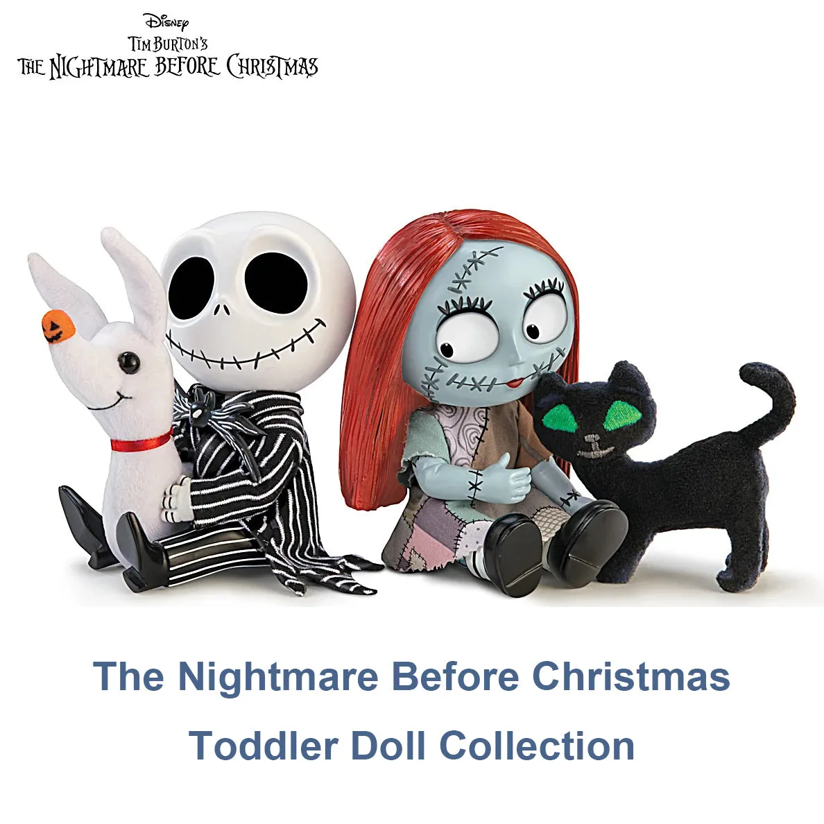 The Ashton-Drake Galleries Disney Tim Burton's The Nightmare Before Christmas Terrifying Tots Doll Collection Issue #1: "Jack" Tot Doll with Zero Handcrafted Resin Doll with Outfit 4-Inches