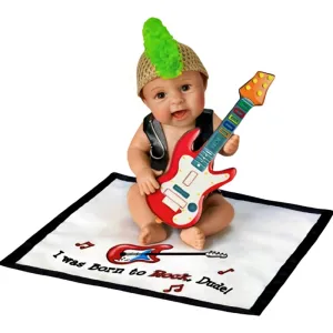 The Ashton-Drake Galleries Hats Off to You Baby Collection Issue #16: 'I Was Born To Rock Dude' Baby Resin Doll with Blanket by Sherry Rawn 5.5-Inches