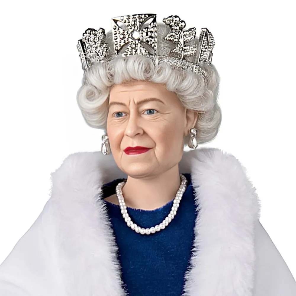 The Ashton-Drake Galleries Her Majesty The Queen Elizabeth II: Sapphire Elegance Portrait Doll Argil Porcelain Figurine 15-inches