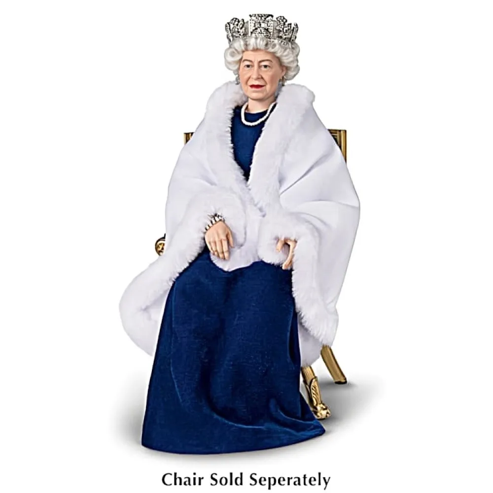 The Ashton-Drake Galleries Her Majesty The Queen Elizabeth II: Sapphire Elegance Portrait Doll Argil Porcelain Figurine 15-inches