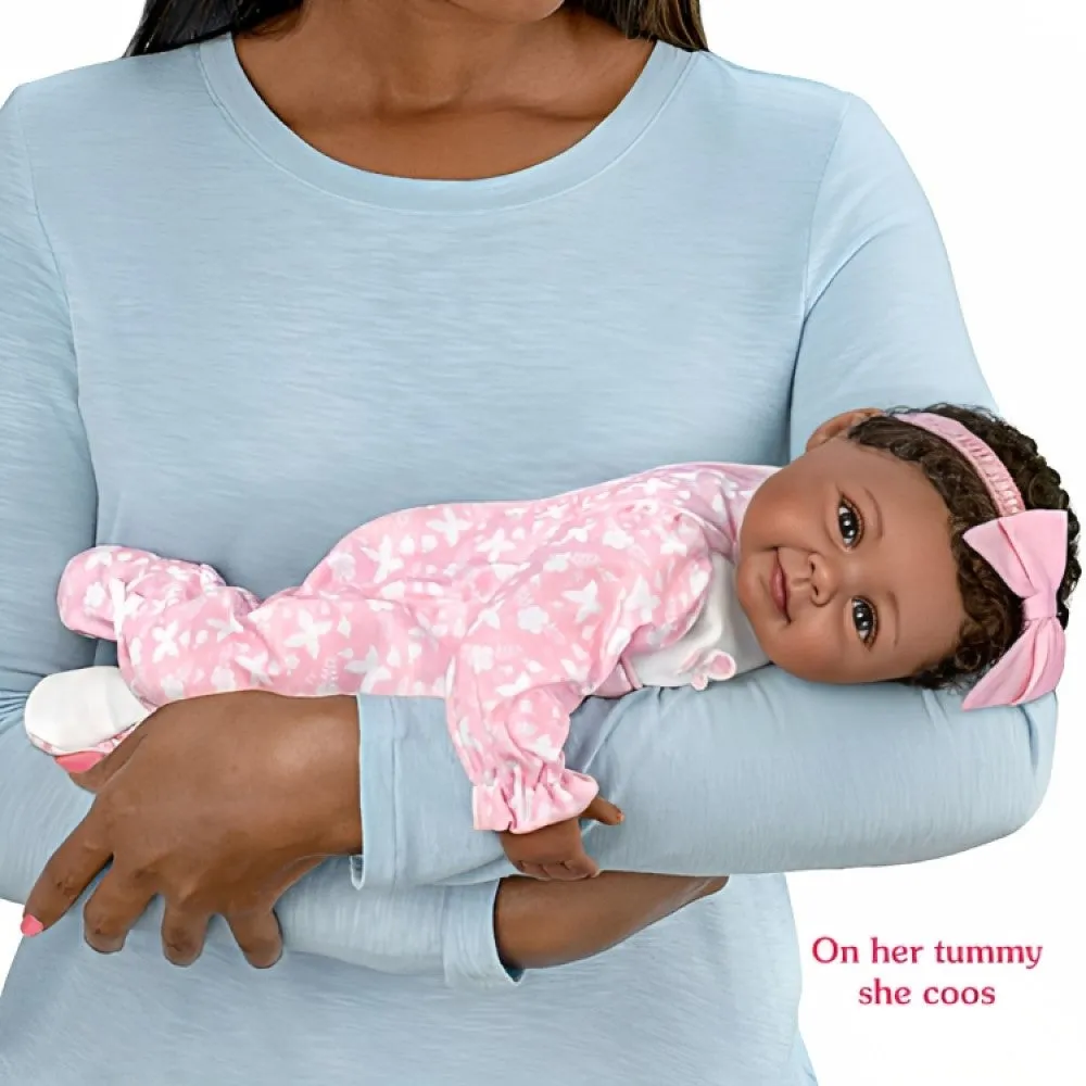 The Ashton-Drake Galleries Hold Me Hattie So Truly Real® Interactive African American Black Baby Girl Doll Makes 5 Sweet Sounds Weighted with Soft RealTouch® Vinyl Skin by Artist Ping Lau 18-Inches