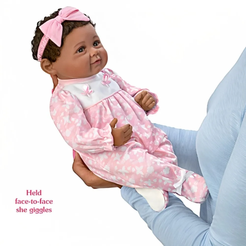 The Ashton-Drake Galleries Hold Me Hattie So Truly Real® Interactive African American Black Baby Girl Doll Makes 5 Sweet Sounds Weighted with Soft RealTouch® Vinyl Skin by Artist Ping Lau 18-Inches