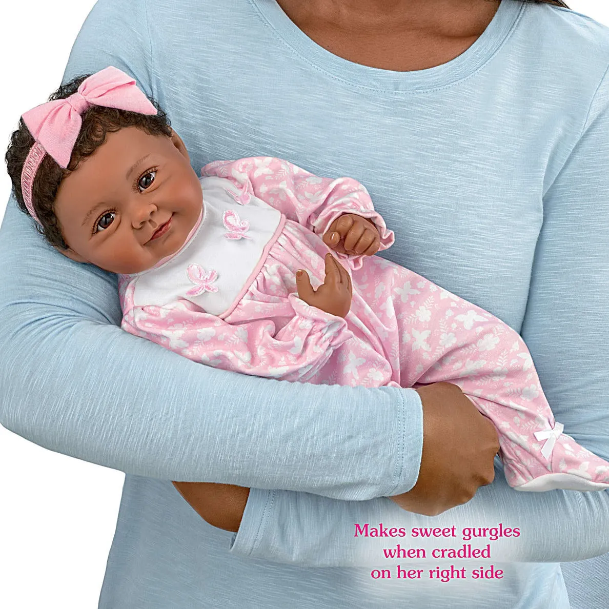 The Ashton-Drake Galleries Hold Me Hattie So Truly Real® Interactive African American Black Baby Girl Doll Makes 5 Sweet Sounds Weighted with Soft RealTouch® Vinyl Skin by Artist Ping Lau 18-Inches