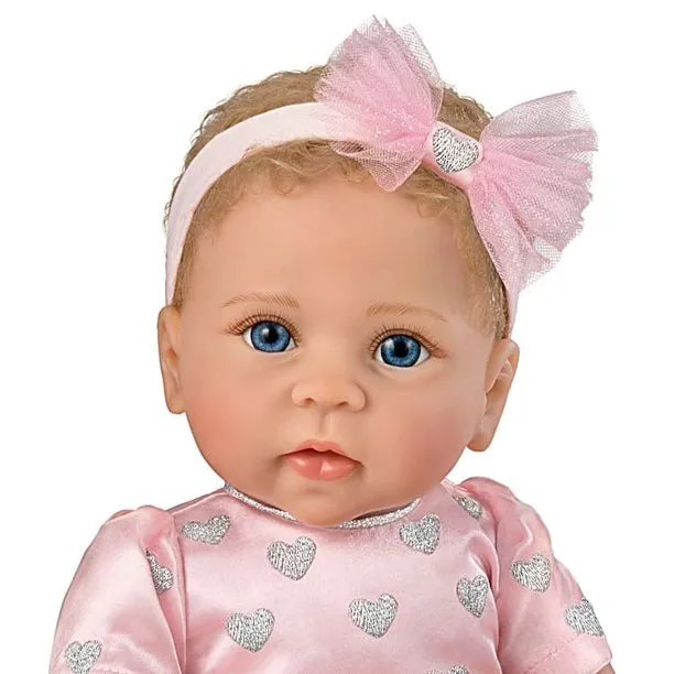 The Ashton - Drake Galleries Light of My Life So Truly Real® Lifelike Baby Girl Doll with Light Up Skirt and Ottoman Set Weighted Poseable RealTouch® Vinyl Skin by Doll Artist Linda Murray 18-inches