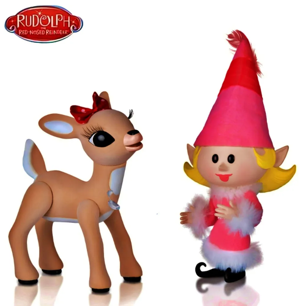 The Ashton-Drake Galleries Rudolph the Red-Nosed Reindeer Figure Collection Issue #4 Clarice And The Girl Elf Hand-Painted Christmas Decoration 1:1 Scale with Authentic Costuming 13-Inches