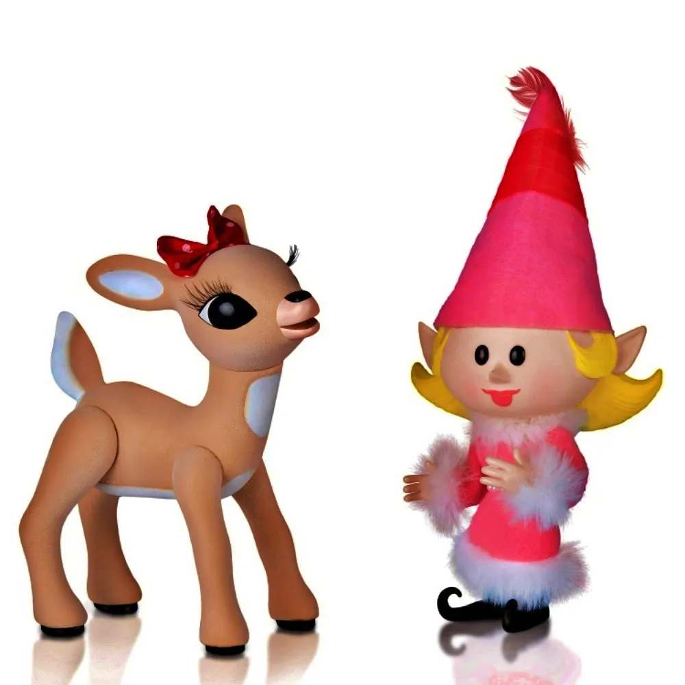 The Ashton-Drake Galleries Rudolph the Red-Nosed Reindeer Figure Collection Issue #4 Clarice And The Girl Elf Hand-Painted Christmas Decoration 1:1 Scale with Authentic Costuming 13-Inches