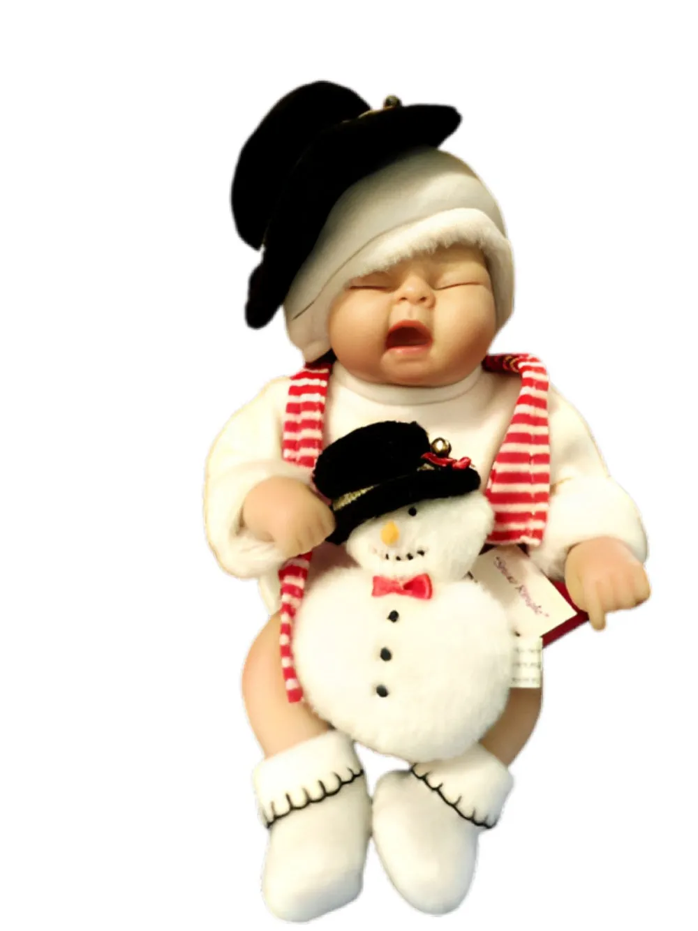 The Ashton-Drake Galleries Snow Ringle Baby Doll So Truly Lifelike Collectible Dolls with Snowman Plush Christmas Decorations by Sandy Faber 10-Inches