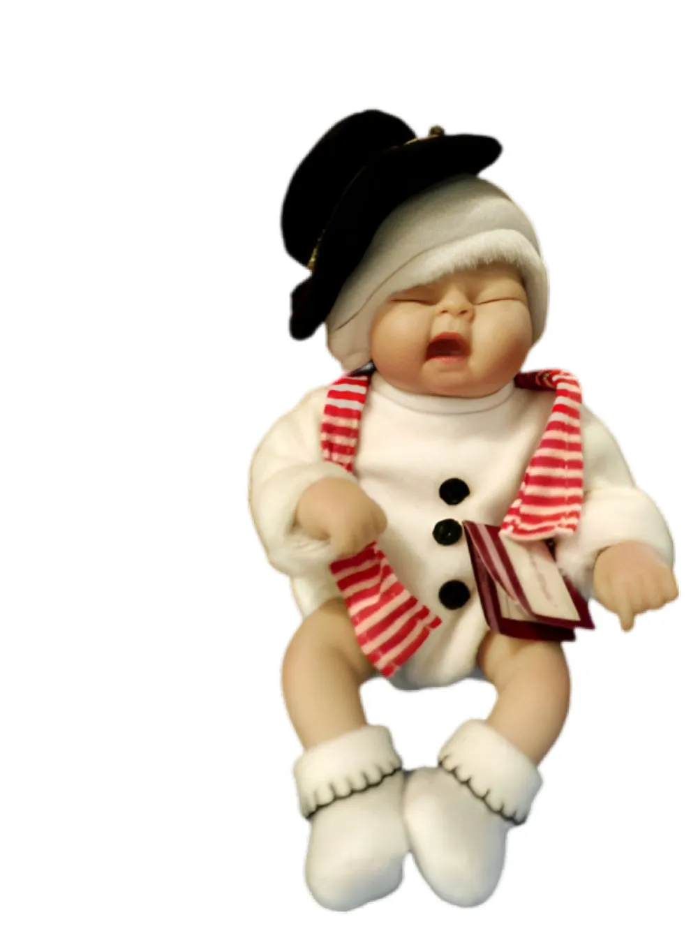 The Ashton-Drake Galleries Snow Ringle Baby Doll So Truly Lifelike Collectible Dolls with Snowman Plush Christmas Decorations by Sandy Faber 10-Inches