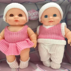 Twins Cute Baby Dolls Boy and Girl Set With Knitted Outfit and Sounds