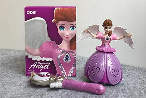 VGRASSP Dancing Singing Fairy Princess Doll Toy - Magic Wand Remote Control - Blossoming Petal Skirt and Wings - Interactive Magical Cute - Colorful LED Lights and Music for Girls (Pink)